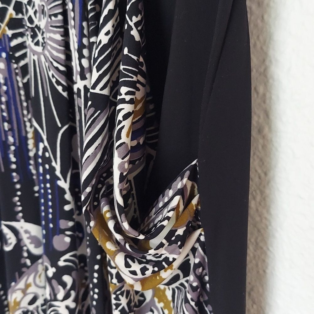 BCBGMaxAzria Black Sheath Midi Dress with Plunge Neckline & Pockets - Picture 4 of 7